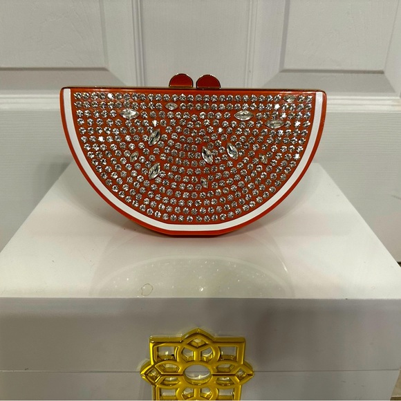 Kate Spade Crystal Encrusted Resin Orange Melon Minaudière...
